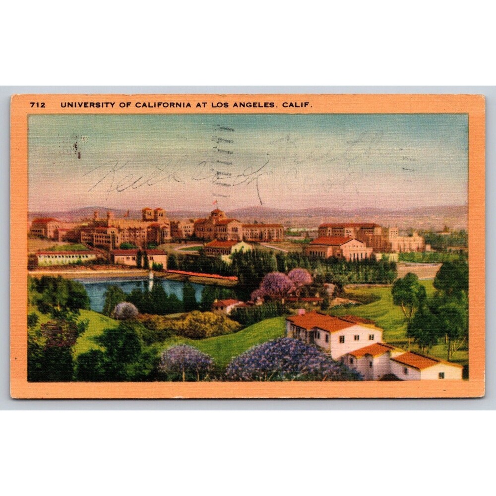 1942 UCLA Campus Postcard Inglewood CA Lennox Okie WWII History Omaha Arkansas